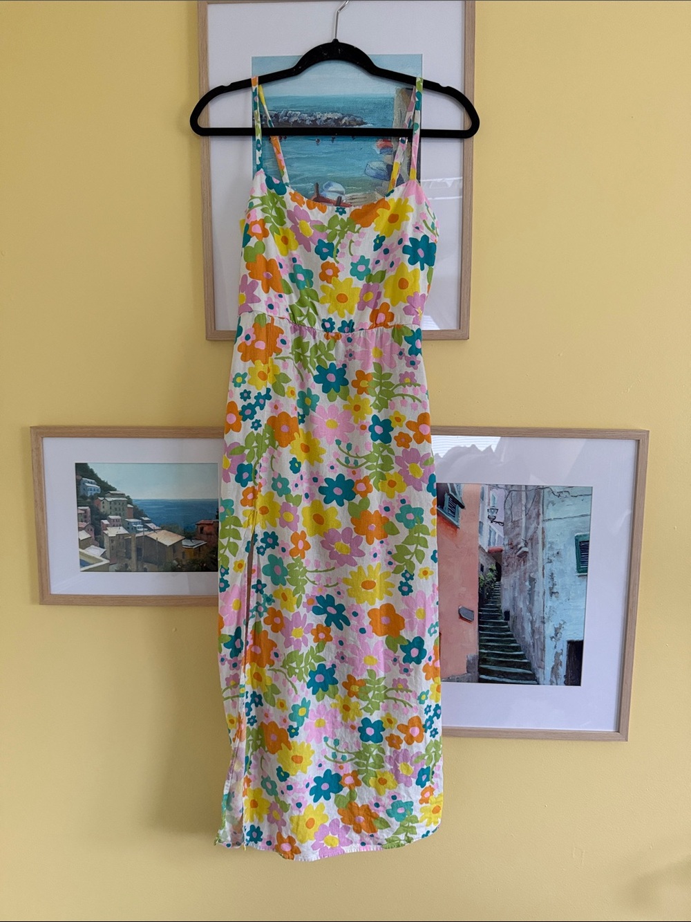 Show Me Your Mumu Floral Smocked Midi Dress Size L Retro Flower Print